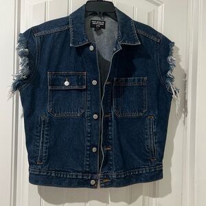Vintage Ralph Lauren Polo Jeans 90's Denim Vest size Small Distressed